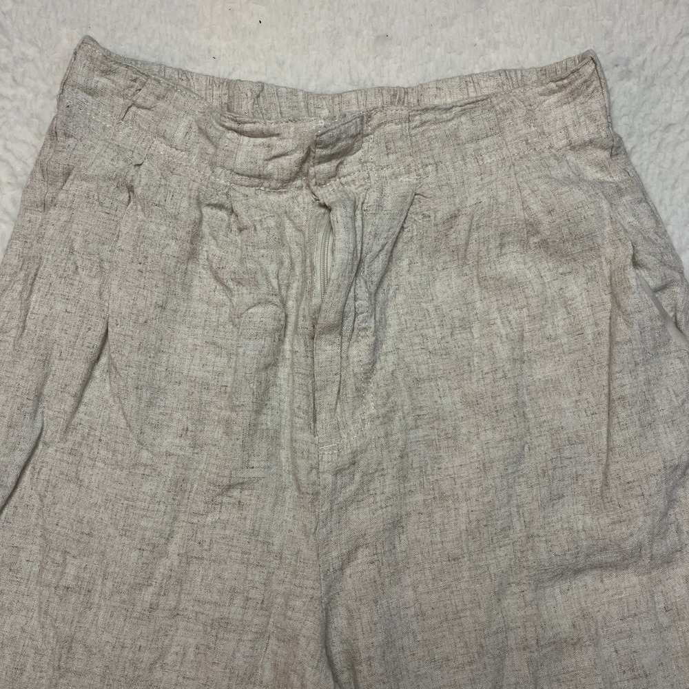 Hunter & Brown Pants Womens Small Beige Linen Blend Wide Leg Relaxed HBP632 Boho